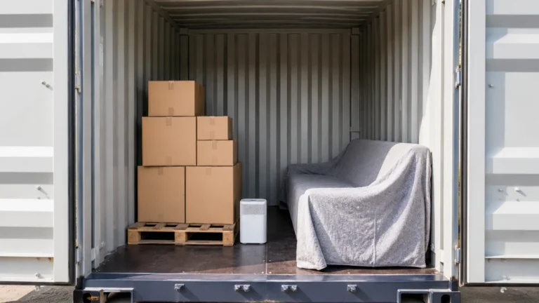Storage container with moving boxes in Chania, Crete
