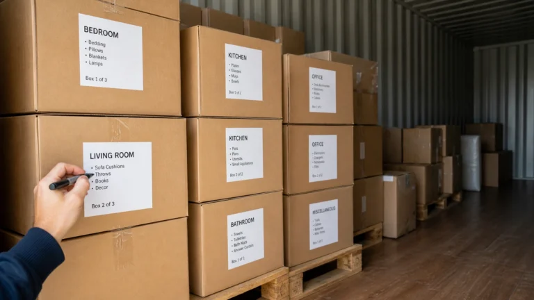 labelling boxes and packing for long-term storage