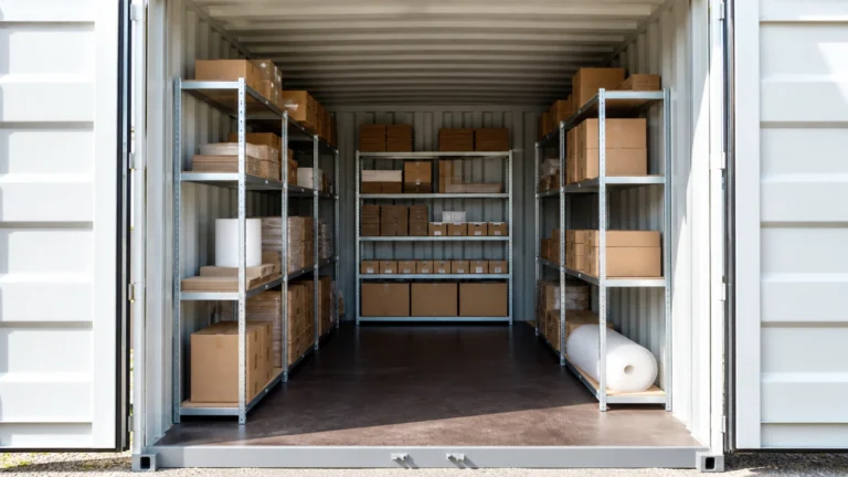 Container αποθήκη με ράφια και στοκ e-shop στα Χανιά